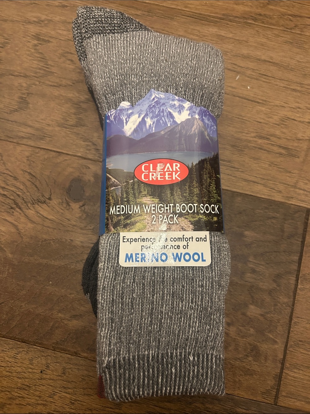 Men's Gray Medium Weight Merino Wool Boot Socks - 2 Pack